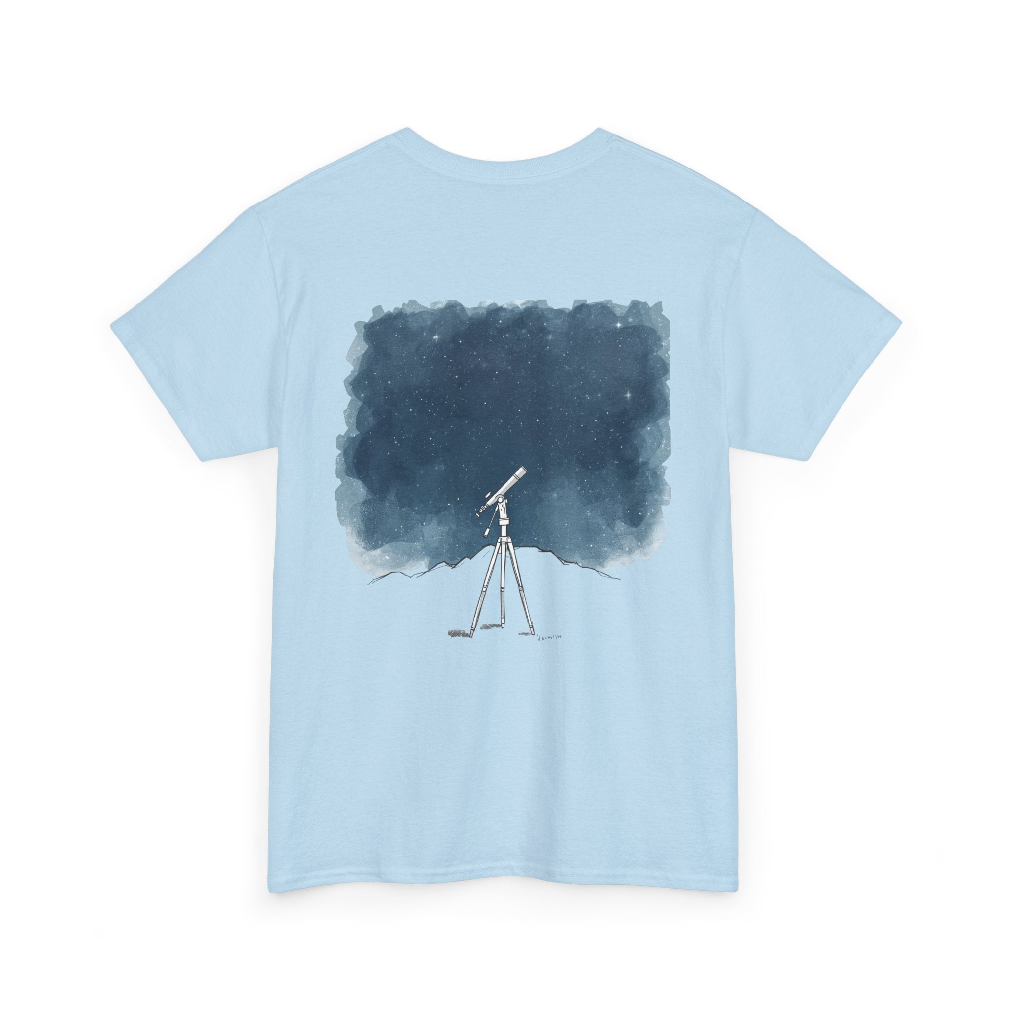Night Sky Telescope Watercolor Print Tee
