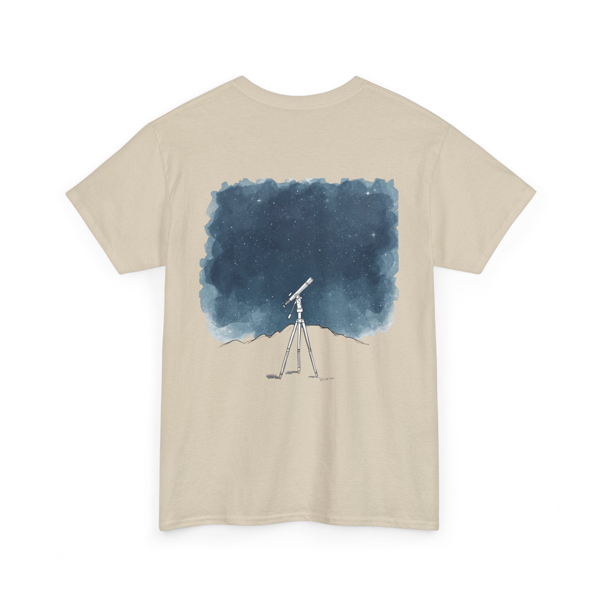 Night Sky Telescope Watercolor Print Tee