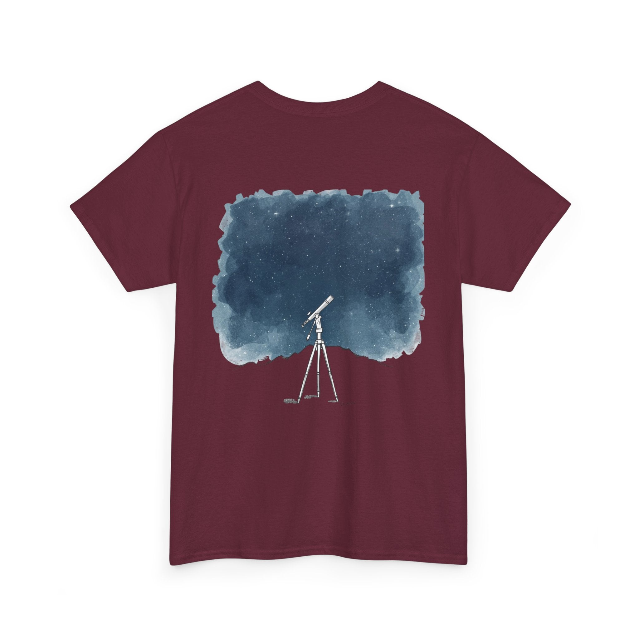 Night Sky Telescope Watercolor Print Tee