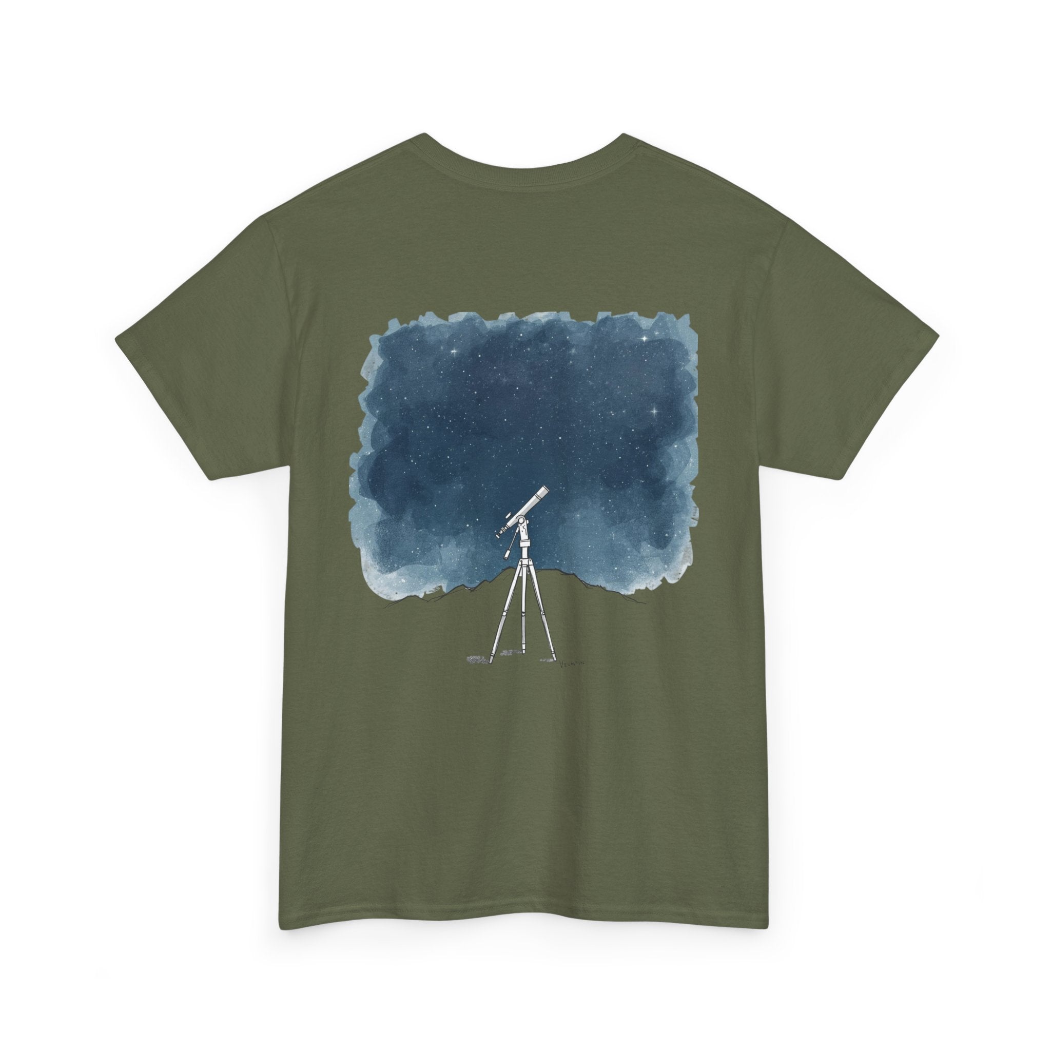 Night Sky Telescope Watercolor Print Tee