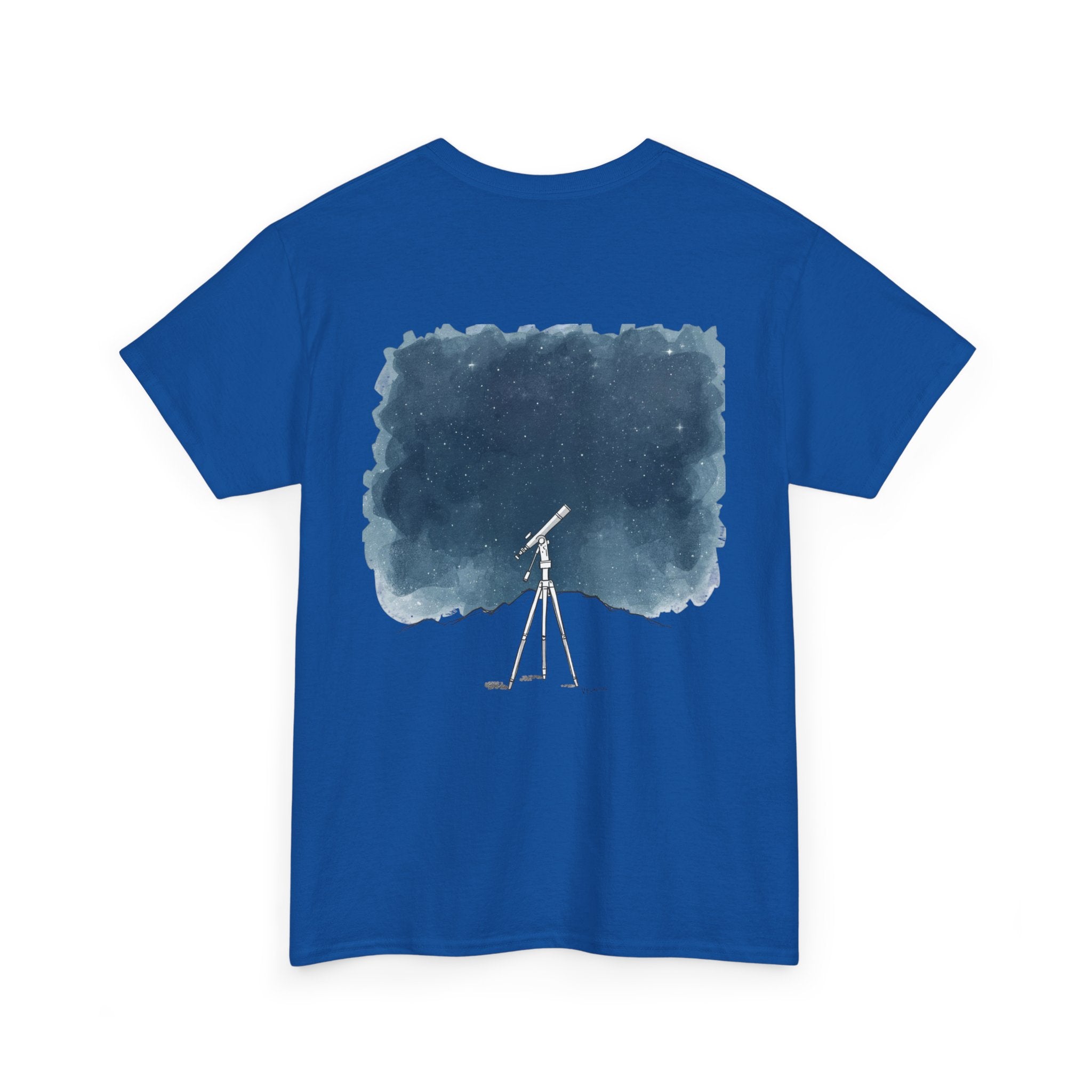 Night Sky Telescope Watercolor Print Tee