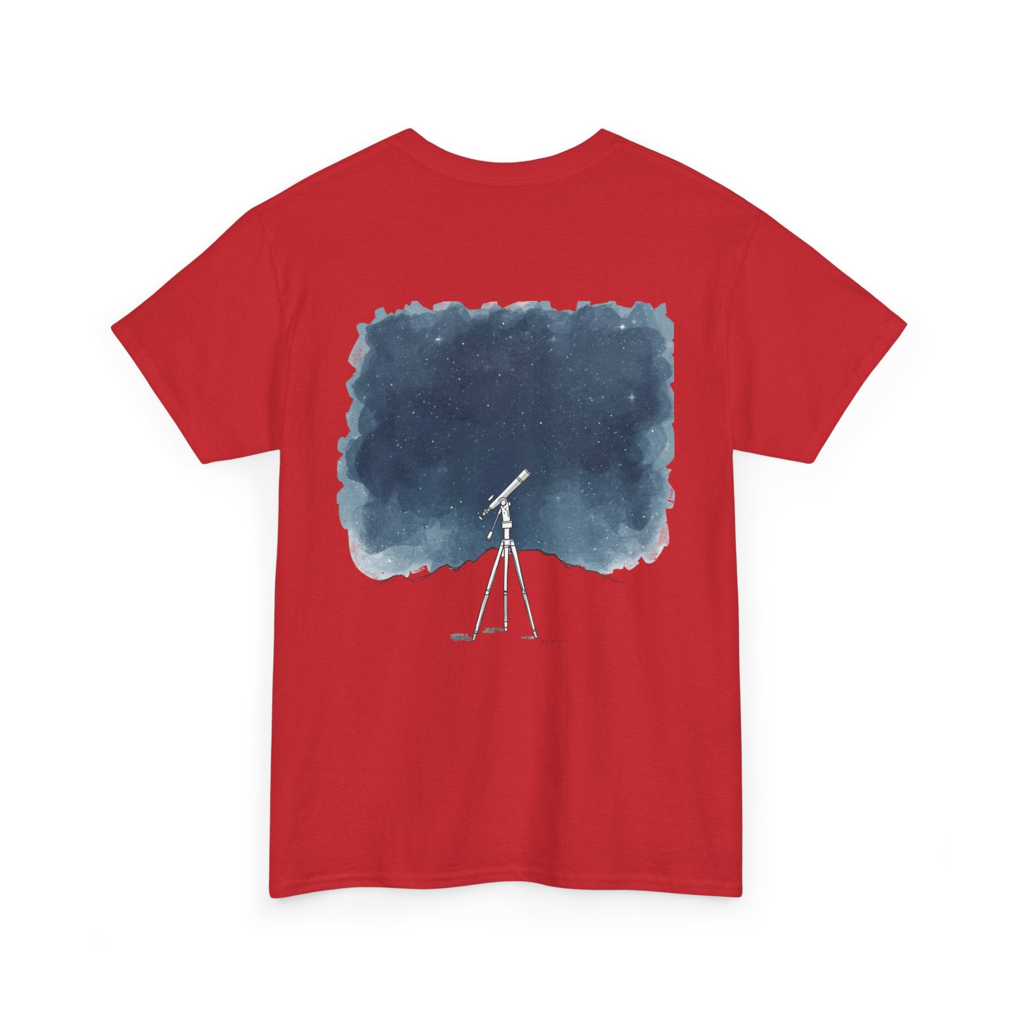 Night Sky Telescope Watercolor Print Tee